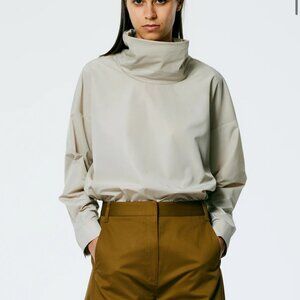 Tibi Italian Sporty Nylon Cowl Neck Top